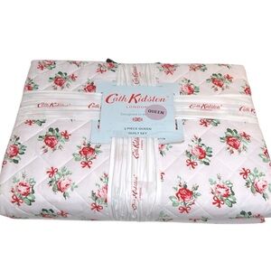 Cath Kidston Floral Bow Queen Quilt and Sham 3 pc. Set Cottagecore Coquette NWT